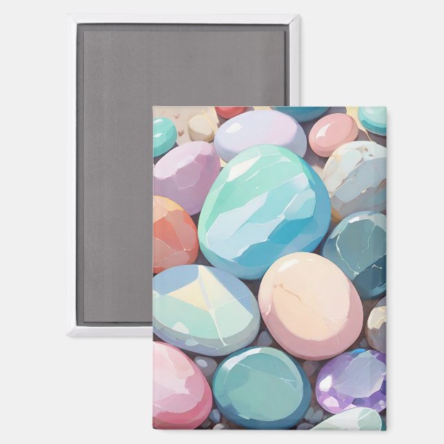 Pastel colourful stones magnet (Front/Back)
