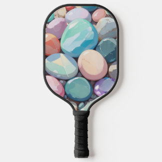 Pastel colourful stones pickleball paddle