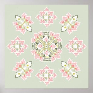 Pastel Colourful Tracery Ornament Pattern Poster