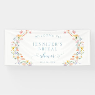 Pastel Colourful Watecolor Wildflower Bridal Showe Banner