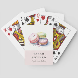 Pastel Colourful Watercolor French Macarons Bakery Playing Cards