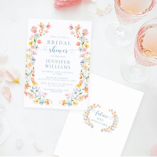 Pastel Colourful Wildflower Boho Bridal Shower Invitation