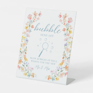 Pastel Colourful Wildflower Wedding Bubble Sign