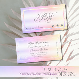 Pastel Colourful with Diamonds and Monogram Glamou Business Card