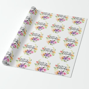 Pastel Colourful Wreath And Text-The Bride Pattern Wrapping Paper