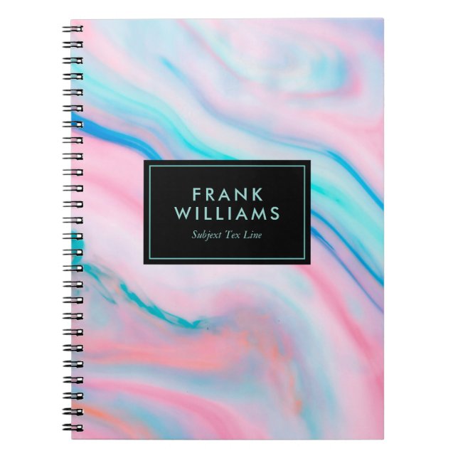 Pastel colours abstract agate stone notebook (Front)