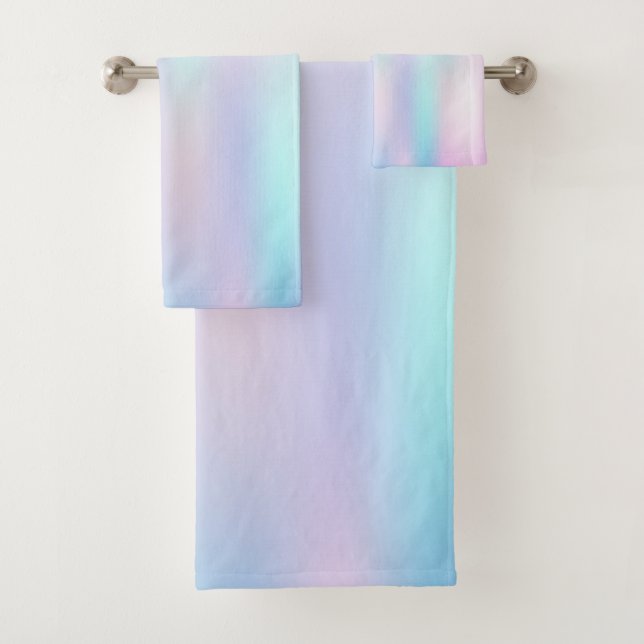 Pastel Colours Abstract Iridescent Background Bath Towel Set (Insitu)