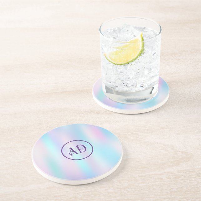 Pastel Colours Abstract Iridescent Background Coaster (Side)