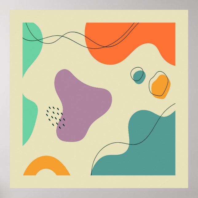 Pastel colours abstract shapes modern background poster (Front)