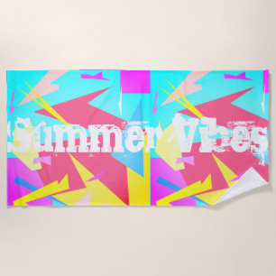 Pastel Colours Abstract Summer Vibes Beach Towel