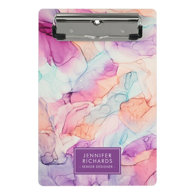Pastel Colours Alcohol Ink Personalised Mini Clipboard (Front)