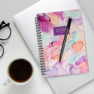 Pastel Colours Alcohol Ink Personalised Planner