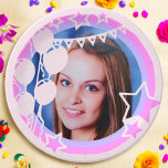 Pastel Colours Birthday Party Framed Photo Paper Plate<br><div class="desc">Upload a photo, and easily create your personalised paper plate. Click EDIT if you want to change any of the three design colours. You can TRANSFER this DESIGN on other Zazzle products and adjust it to fit most of the Zazzle items. Standard Studio designs are made in high-resolution graphics for...</div>