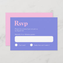 Pastel Colours Blue and Pink Minimalist RSVP Card
