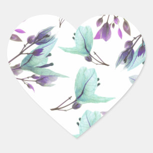 Pastel Colours Bougainvillea Flowers Heart Sticker
