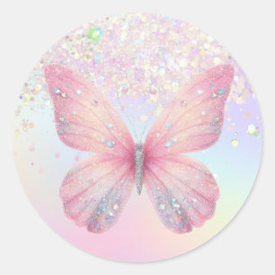 pastel colours butterfly classic round sticker