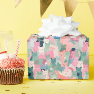 Pastel Colours Cat Camouflage Wrapping Paper