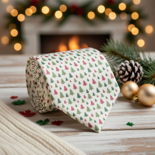 Pastel Colours Christmas Trees Tie