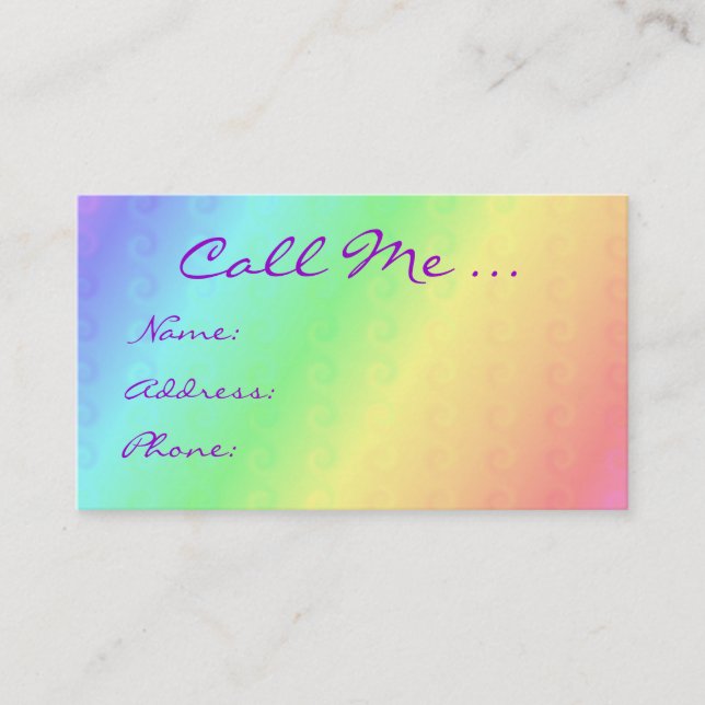 Pastel Colours Contact Me Card (Front)