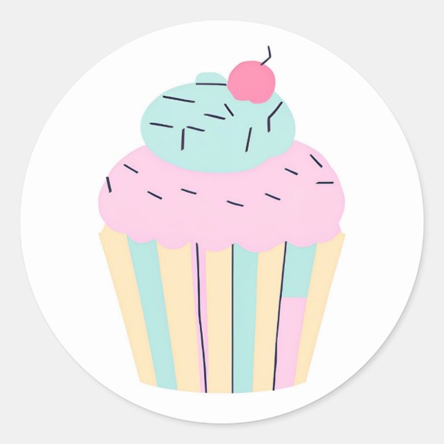 Pastel Colours Cupcake Bakery Round Sticker  (Front)