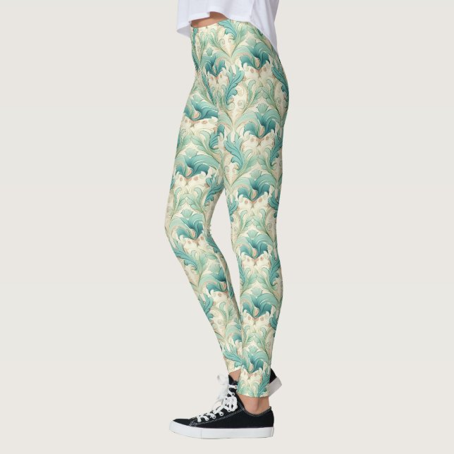 Pastel colours delicate ornamental floral motifs 2 leggings (Left)
