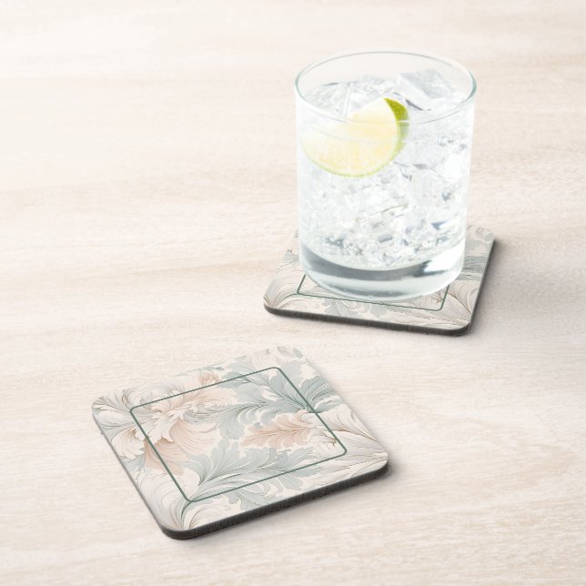 Pastel colours delicate ornamental floral motifs coaster (Right Side)