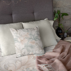 Pastel colours delicate ornamental floral motifs cushion