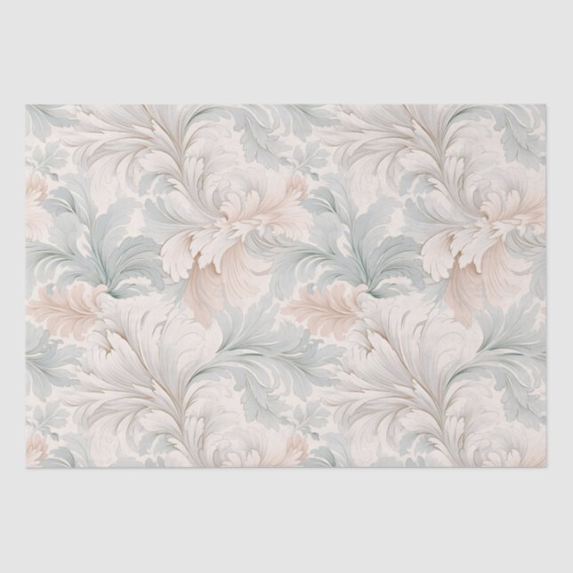 Pastel colours delicate ornamental floral motifs tissue paper (Front)