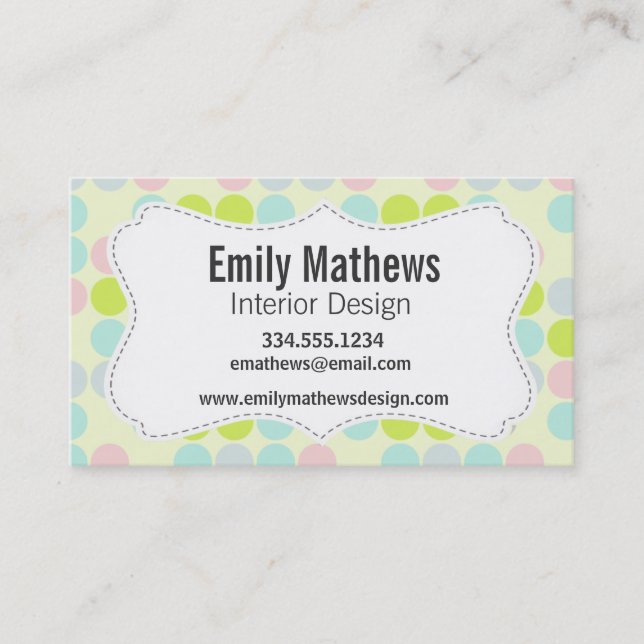 Pastel Colours, Dot Pattern Business Card (Front)
