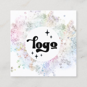 pastel colours faux chunky glitter square business card