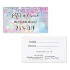pastel colours faux glitter opal referral card