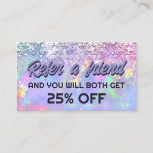 pastel colours faux glitter opal referral card