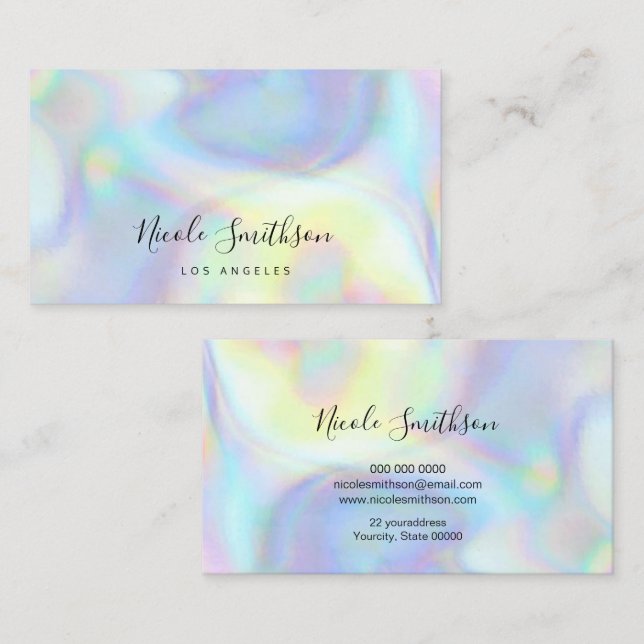 pastel colours faux holograph business card (Front/Back)