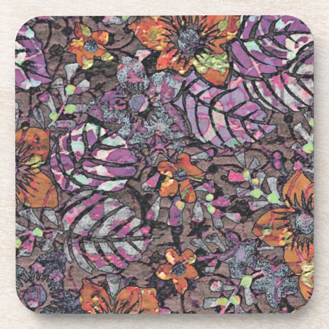 Pastel Colours floral pattern romantic digital art Coaster (Front)
