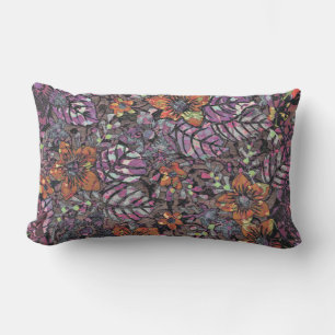 Pastel Colours floral pattern romantic digital art Lumbar Cushion