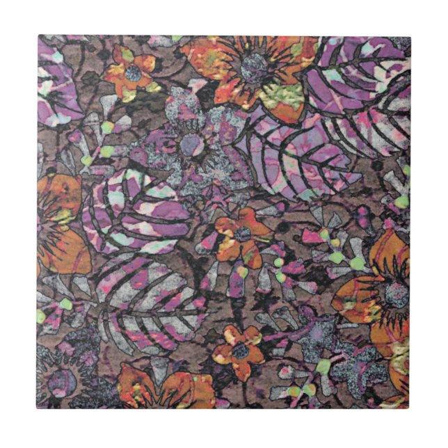 Pastel Colours floral pattern romantic digital art Tile (Front)