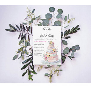 Pastel Colours Flowers MultiTier Cake Bridal Tea  Invitation