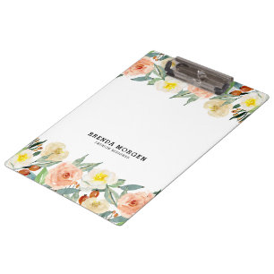 Pastel Colours Garden Flowers Border Clipboard