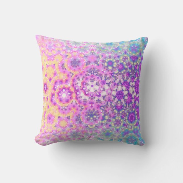 Pastel Colours Geometric Abstract Pattern Cushion (Front)