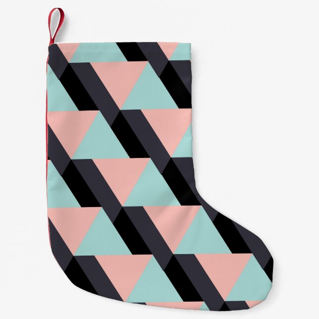 Pastel colours geometric pattern small christmas stocking (Front)