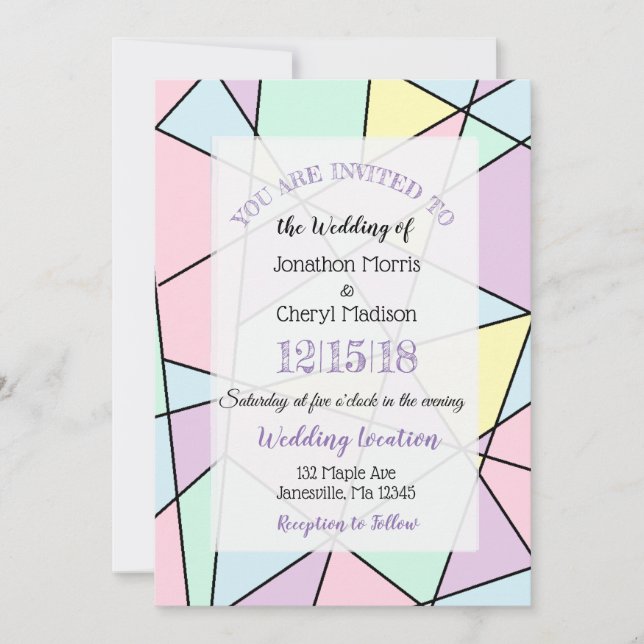 Pastel Colours Geometric Wedding invitations (Front)
