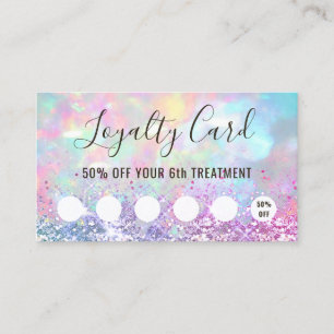 pastel colours glitter opal loyalty card