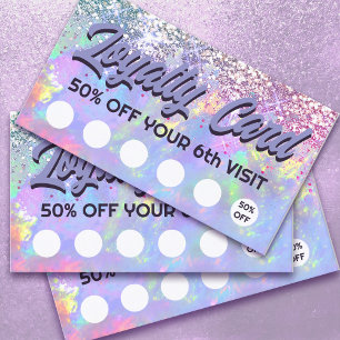 pastel colours glitter opal loyalty card