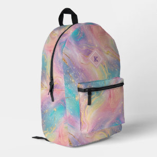 Pastel colours glittery pattern printed backpack