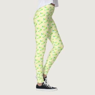 Pastel Colours Happy Green Fern Leaves Leggings