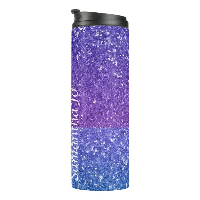 Pastel Colours in Glitter with Name  Thermal Tumbler (Rotated Right)