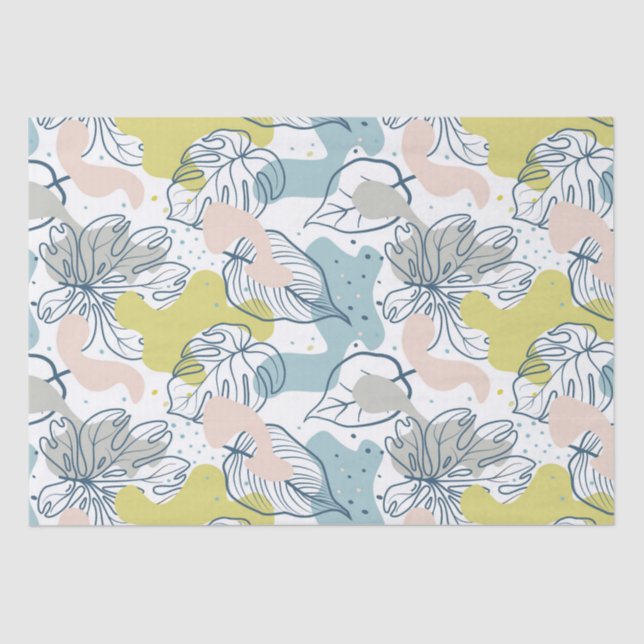 Pastel colours leaves and organic shapes pattern tissue paper (Front)