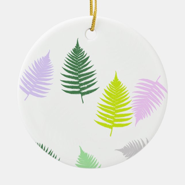Pastel Colours Lucky Fern Ceramic Ornament (Front)