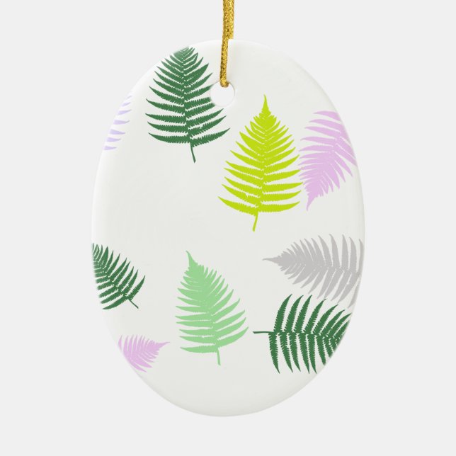 Pastel Colours Lucky Fern Ceramic Ornament (Front)
