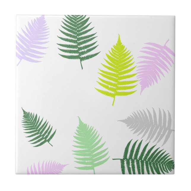 Pastel Colours Lucky Fern Ceramic Tile (Front)